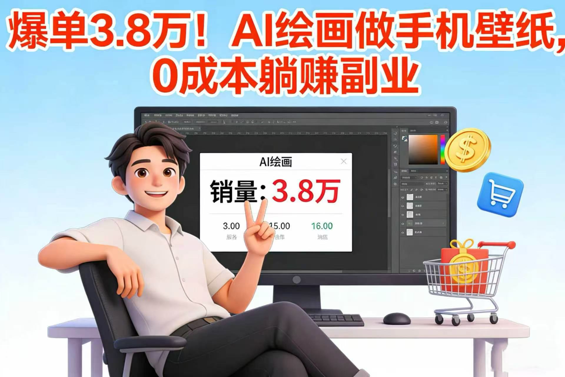 爆单 3.8 万！AI 绘画做手机壁纸，0 成本躺赚副业-小二项目网