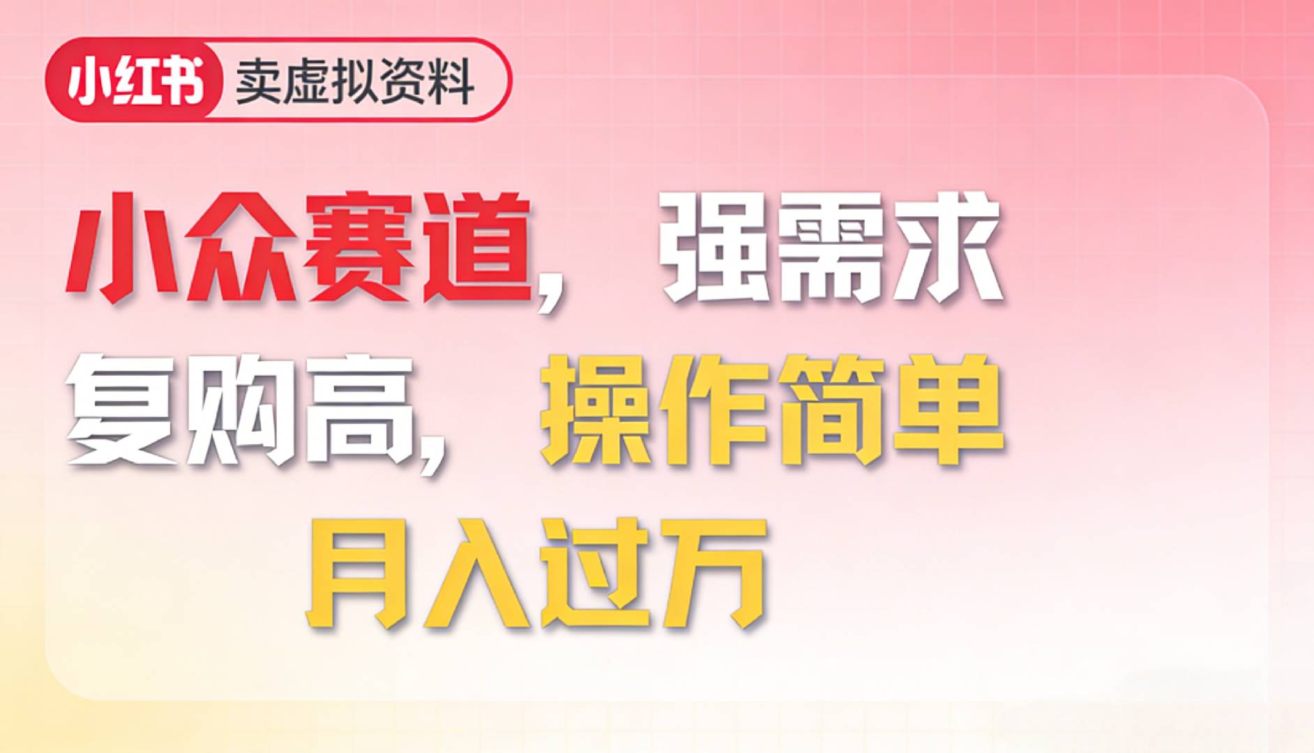 2026年就做小众赛道，强需求，复购高，月入过万，操作简单-小二项目网