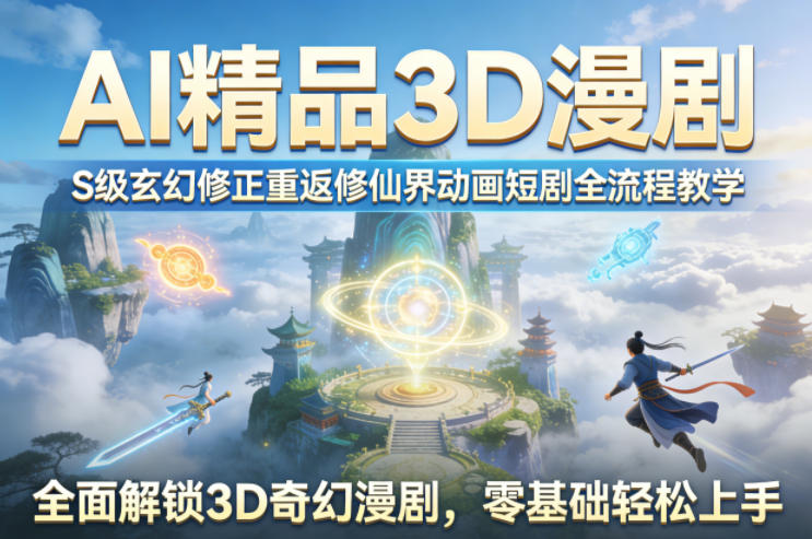 AI精品3D漫剧S级玄幻修正重返修仙界动画短剧全流程教学，全面解锁3D奇幻漫剧，零基础轻松上手-小二项目网