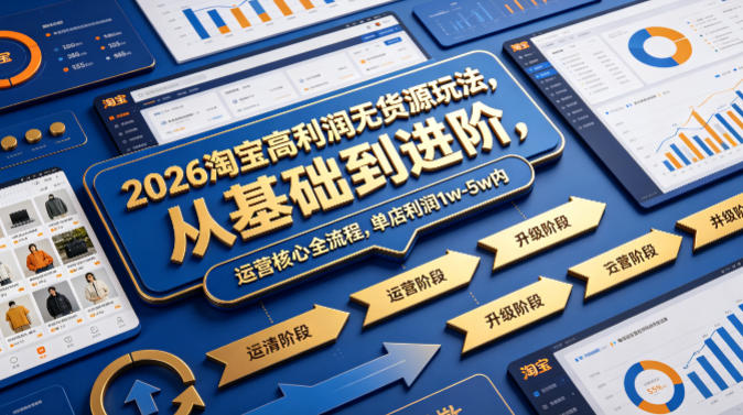 2026淘宝高利润无货源玩法，从基础到进阶，运营核心全流程，单店利润1w-5w内-小二项目网