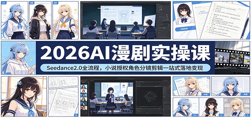 2026AI漫剧实操课：Seedance2.0全流程，小说授权角色分镜剪辑一站式落地变现-小二项目网