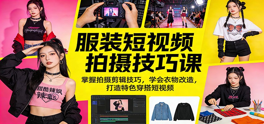 服装短视频拍摄技巧课：掌握拍摄剪辑技巧，学会衣物改造，打造特色穿搭短视频-小二项目网