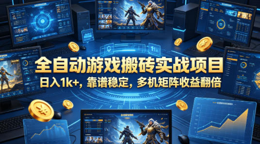 全自动游戏搬砖实战项目，日入1k+，靠谱稳定，多机矩阵收益翻倍【揭秘】-小二项目网