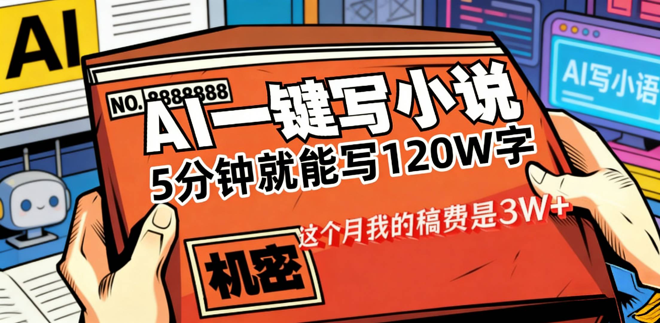 这个月我的稿费又是3W+,用AI写小说真的是太牛了,5分钟就能120W字-小二项目网