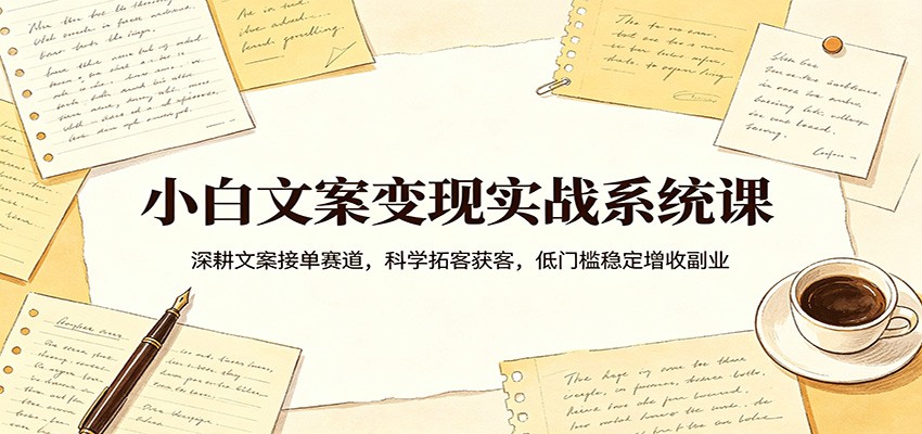小白文案变现实战系统课：深耕文案接单赛道，科学拓客获客，低门槛稳定增收副业-小二项目网