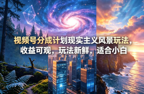 视频号分成计划现实主义风景玩法，收益可观，玩法新鲜，适合小白-小二项目网