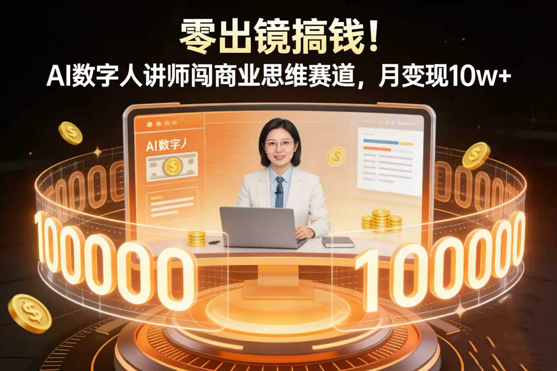 零出镜搞钱！AI 数字人讲师闯商业思维赛道，月变现 10w+-小二项目网