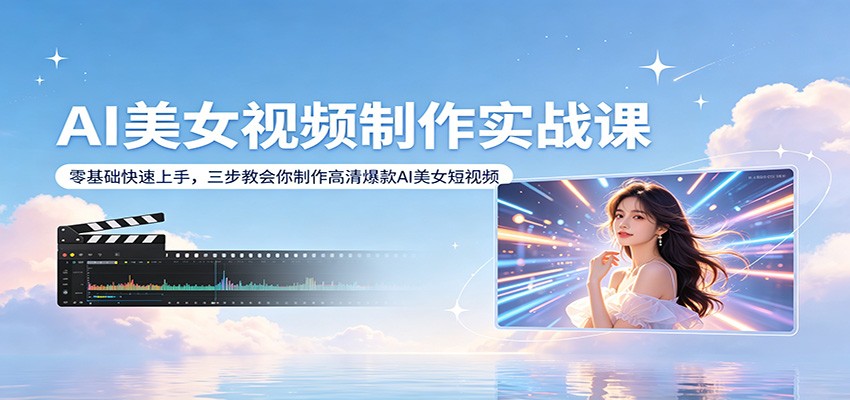 AI美女视频制作实战课：零基础快速上手，三步教会你制作高清爆款AI美女短视频-小二项目网