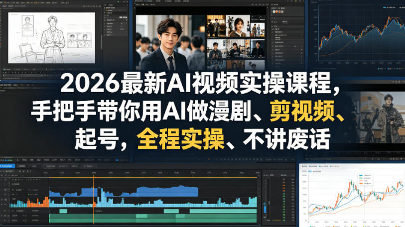 2026最新AI视频实操课程，手把手带你用AI做漫剧、剪视频、起号，全程实操、不讲废话-小二项目网