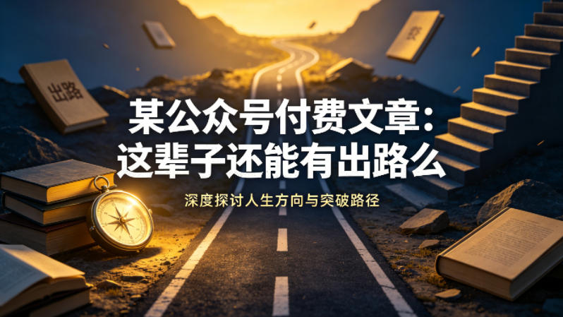 某公众号付费文章：这辈子还能有出路么-小二项目网
