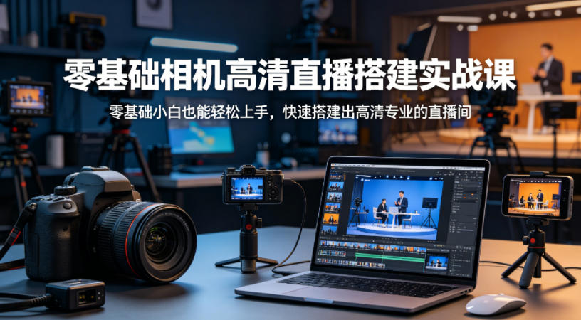零基础相机高清直播间搭建实战课，小白也能轻松上手，快速搭建出高清专业的直播间-小二项目网