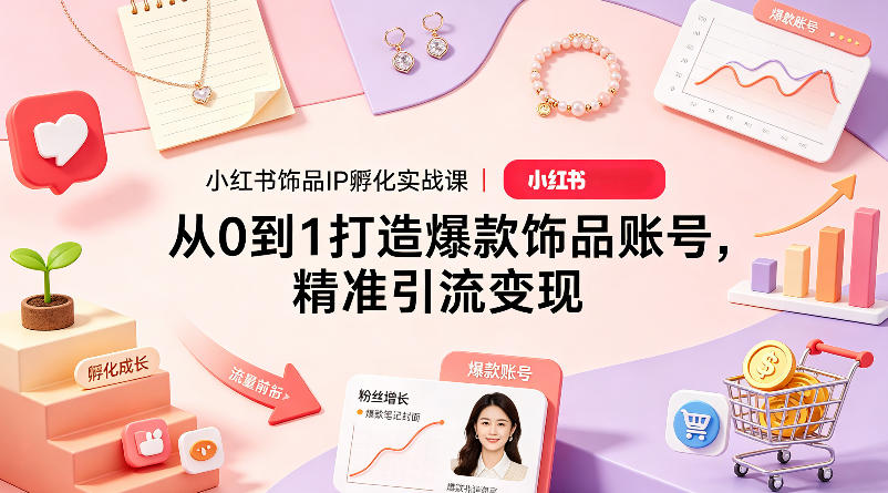 小红书饰品IP孵化实战课｜从0到1打造爆款饰品账号，精准引流变现-小二项目网