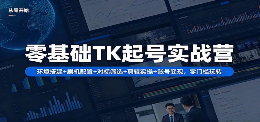 零基础TK起号实战营：环境搭建+ 刷机配置+对标筛选+剪辑实操+账号变现，零门槛玩转-小二项目网