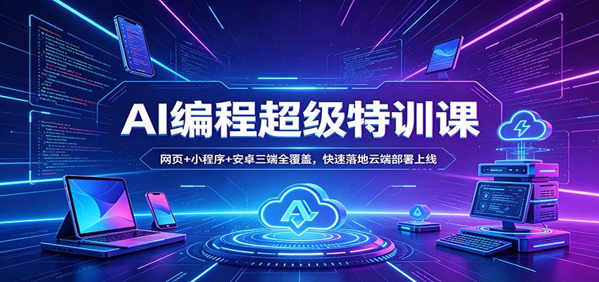 AI编程超级特训课：网页+小程序+安卓三端全覆盖，快速落地云端部署上线-小二项目网