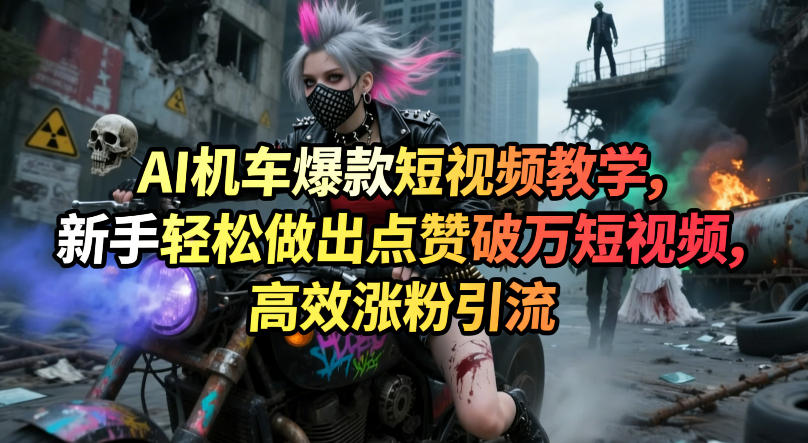 AI机车爆款短视频教学，新手轻松做出点赞破万短视频，高效涨粉引流-小二项目网