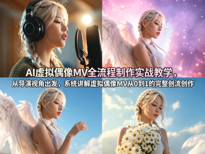 AI虚拟偶像MV全流程制作实战教学，从导演视角出发，系统讲解虚拟偶像MV从0到1的完整创作流程-小二项目网