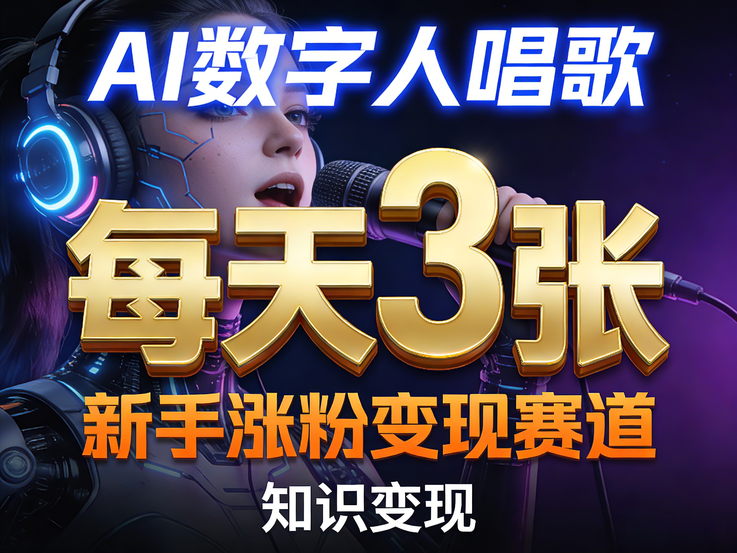 AI数字人唱歌，新手涨粉变现赛道，每天3张和知识付费，副业必备-小二项目网
