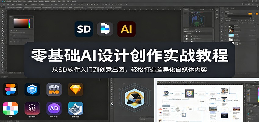 零基础AI设计创作实战教程：从SD软件入门到创意出图，轻松打造差异化自媒体内容-小二项目网