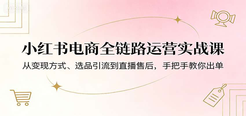 小红书电商全链路运营实战课：从变现方式、选品引流到直播售后，手把手教你出单-小二项目网