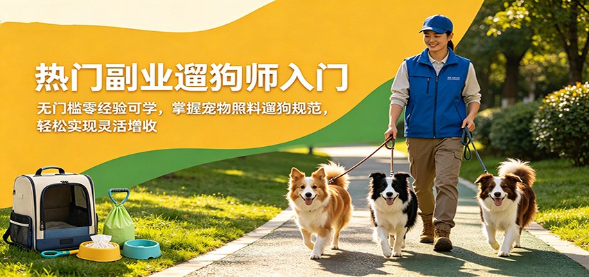 热门副业遛狗师入门，无门槛零经验可学，掌握宠物照料遛狗规范，轻松实现灵活增收-小二项目网
