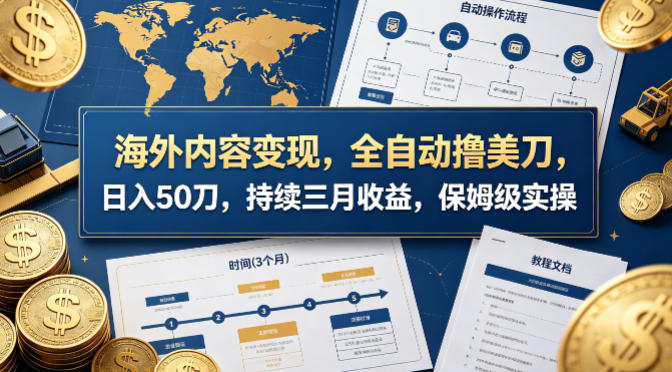 海外内容变现，全自动撸美刀，日入50刀，持续三月收益，保姆级实操【揭秘】-小二项目网