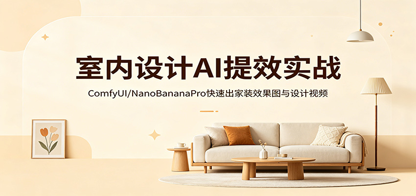室内设计AI提效实战：ComfyUI/NanoBananaPro快速出家装效果图与设计视频-小二项目网