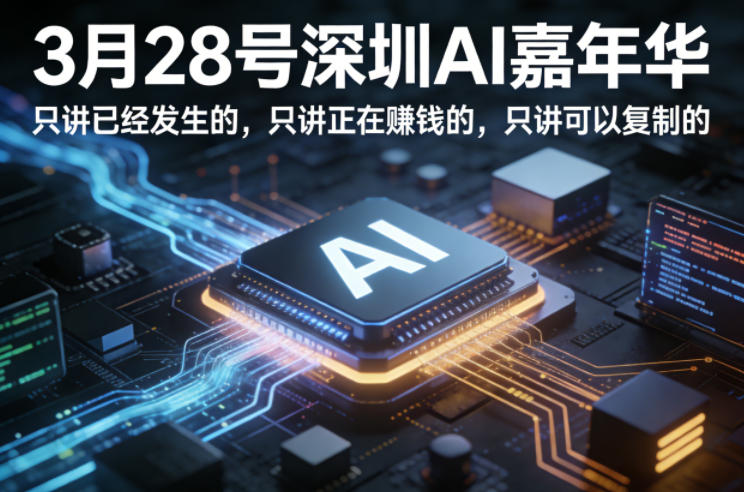 3月28号深圳AI嘉年华，只讲已经发生的，只讲正在賺钱的，只讲可以复制的-小二项目网