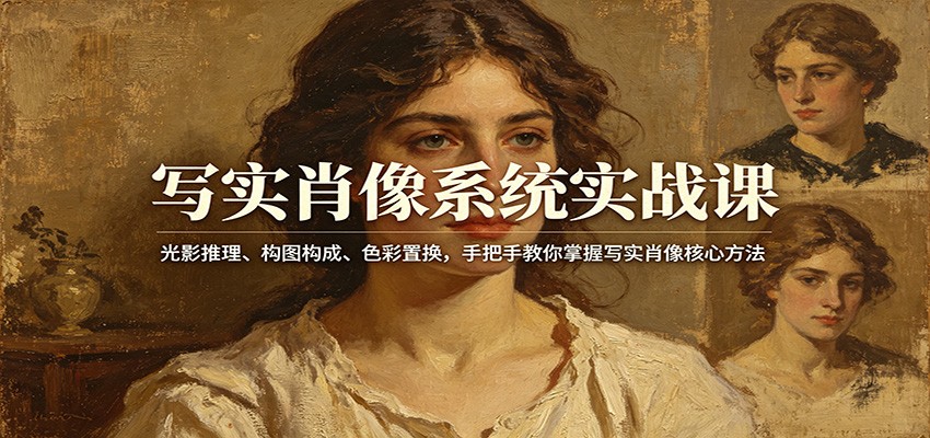 写实肖像系统实战课：光影推理、构图构成、色彩置换，手把手教你掌握写实肖像核心方法-小二项目网