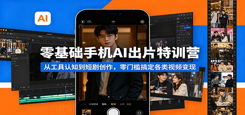 零基础手机AI出片特训营：从工具认知到短剧创作，零门槛搞定各类视频变现-小二项目网