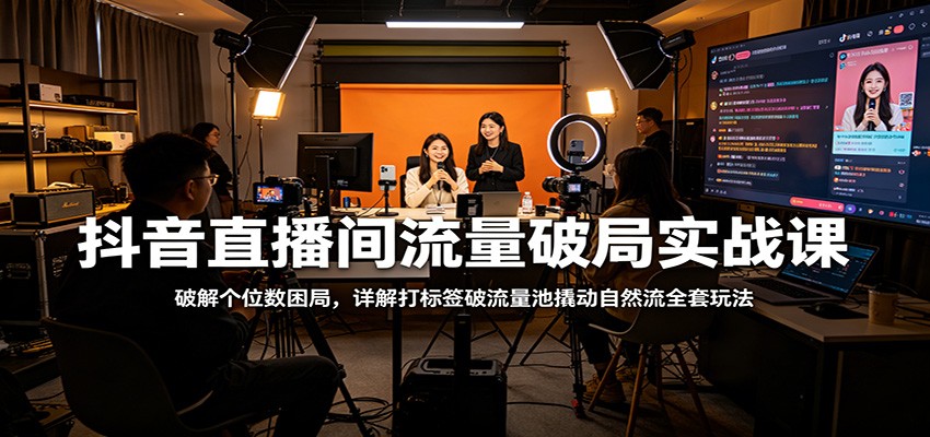 抖音直播间流量破局实战课：破解个位数困局，详解打标签破流量池撬动自然流全套玩法-小二项目网