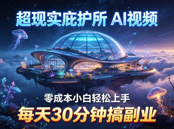 超现实庇护所AI视频项目拆解，零成本小白轻松上手，每天30分钟搞副业-小二项目网