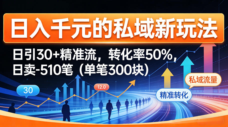 日入千米的私域新玩法：日引30＋精准流，转化率50%，日卖5-10笔（单笔300米）-小二项目网