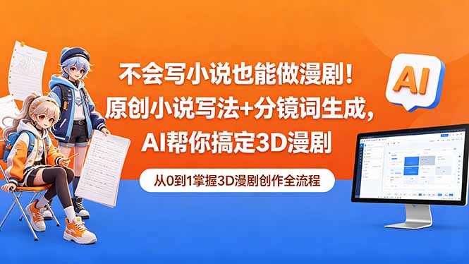 （18512期）不会写小说也能做漫剧！原创小说写法+分镜词生成，AI帮你搞定3D漫剧-小二项目网
