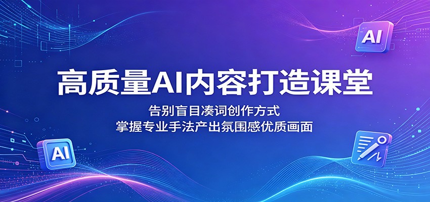高质量AI内容打造课堂：告别盲目凑词创作方式，掌握专业手法产出氛围感优质画面-小二项目网