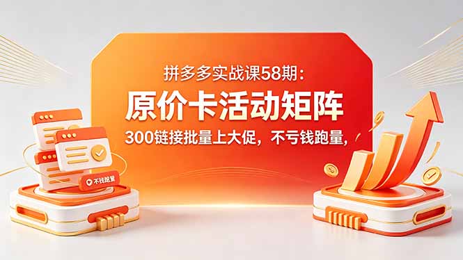 （18395期）拼多多实战课58期：原价卡活动矩阵，300链接批量上大促，不亏钱跑量-小二项目网