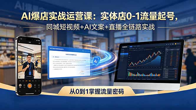 （18451期）AI爆店实战运营课：实体店0-1流量起号，同城短视频+AI文案+直播全链路实战-小二项目网