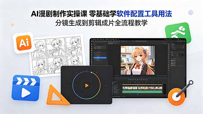 （18605期）AI漫剧制作实操课 零基础学软件配置工具用法 分镜生成到剪辑成片全流程教学-小二项目网