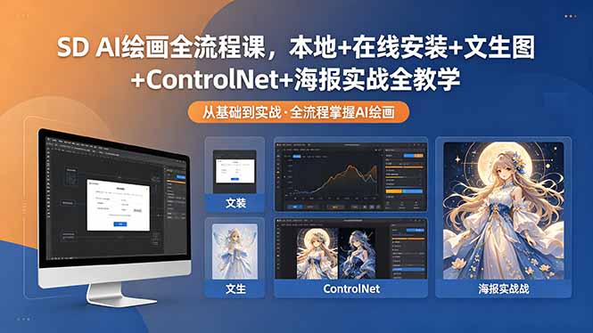 （18453期）SD AI绘画全流程课，本地+在线安装+文生图+ControlNet+海报实战全教学-小二项目网