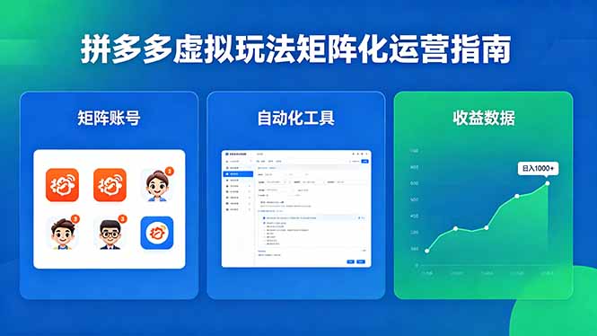 （18361期）闭眼可复制的拼多多虚拟玩法，矩阵化运营，长期稳定日入 1000+-小二项目网