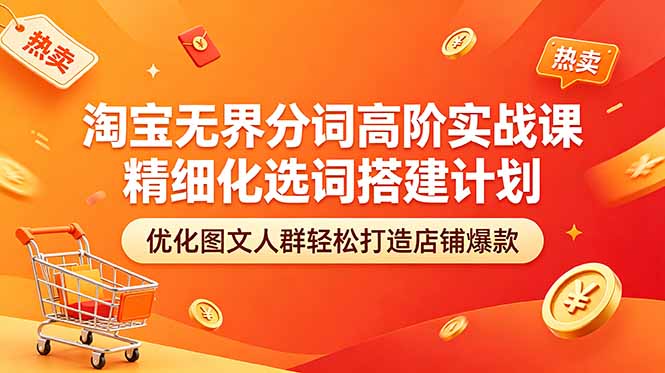 （18564期）淘宝无界分词高阶实战课 精细化选词搭建计划 优化图文人群轻松打造店铺爆款-小二项目网