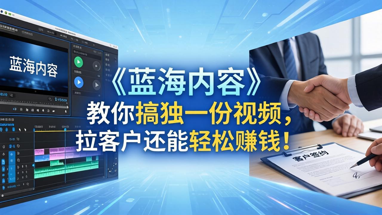 （18301期）做视频卷不动了？《蓝海内容》教你搞独一份视频，拉客户还能轻松赚钱！-小二项目网