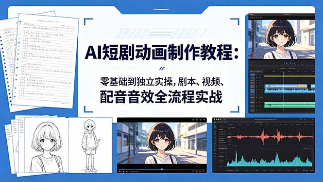 （18351期）AI短剧动画制作教程：零基础到独立实操，剧本、视频、配音音效全流程实战-小二项目网