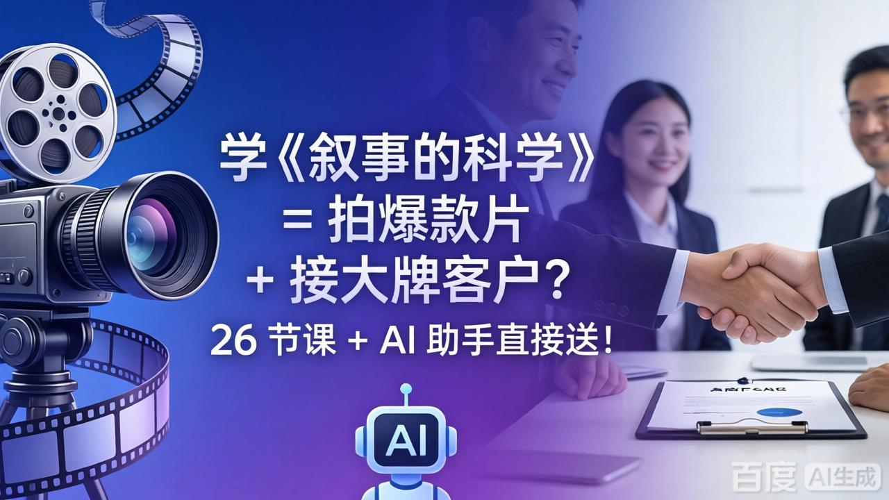 （18302期）学《叙事的科学》= 拍爆款片 + 接大牌客户？26 节课 + AI 助手直接送！-小二项目网