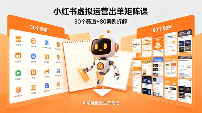 （18342期）小红书虚拟运营出单矩阵课：30个赛道+80案例拆解，AI赋能批量生产笔记-小二项目网
