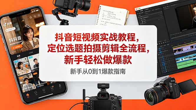 （18524期）抖音短视频实战教程，定位选题拍摄剪辑全流程，新手轻松做爆款-小二项目网