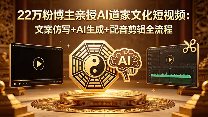 （18580期）22万粉博主亲授AI道家文化短视频：文案仿写+AI生成+配音剪辑全流程-小二项目网