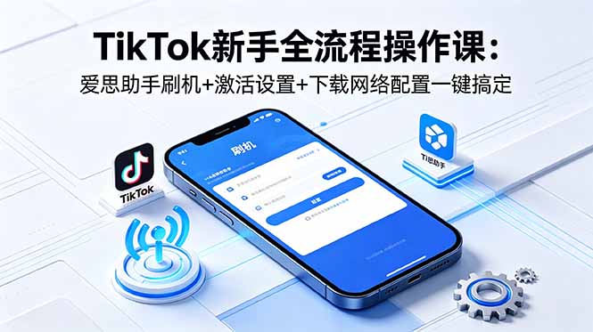 （18594期）TikTok新手全流程操作课：爱思助手刷机+激活设置+下载网络配置一键搞定-小二项目网