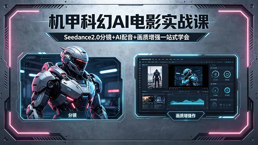 （18298期）机甲科幻 AI 电影实战课，Seedance2.0 分镜 + AI 配音 + 画质增强一站式学会-小二项目网
