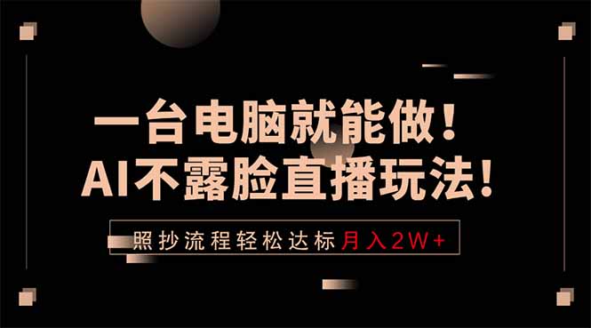 （18472期）一台电脑就能做！AI不露脸直播玩法，照抄流程轻松达标月入2W+-小二项目网