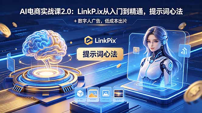 （18655期）AI 电商实战课2.0｜LinkPix 从入门到精通，提示词心法 + 数字人广告，低成本出片-小二项目网